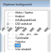 OHJELMAN VÄRIEN MUUTTAMINEN 17 1 Valitse Värit-sivu listalta.