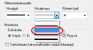 CAD-ASETUSTEN MUUTTAMINEN 19 3 Valitse Viivaleveys kuvan mukaisesti.
