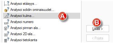 28 MASTERCAM X8/ Työtilan mukauttaminen 7 Lisätäksesi toimintoja Harjoitustyökaluriville, toimi seuraavasti: a b Valitse Analysoi kulma listalta Klikkaa Lisää painiketta lisätäksesi toiminnon