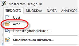 38 MASTERCAM X8/ Tiedostojen käsittely Tiedostojen tuonti ja vienti Tallentamaan Zip2Go tiedostomuotoon Harjoitus 1: Muun kuin.