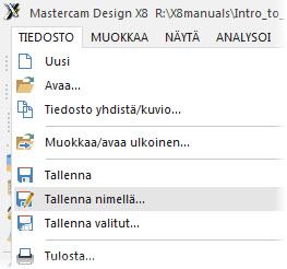 YKSITTÄISEN TIEDOSTON VIENTI 45 7 Avaa 2D-viiste_kaaret.MCX-8 ja huomaa, että tiedosto sisältää nyt vain valitsemasi kaaret. HUOM: Jos ohjelma kehottaa sinua tallentamaan muutokset 2Dviiste.