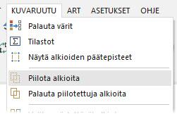 ALKIOIDEN PIILOTTAMINEN JA NÄYTTÄMINEN 73 2 Valitse Mastercamin päävalikosta Kuvaruutu, Piilota alkioita.