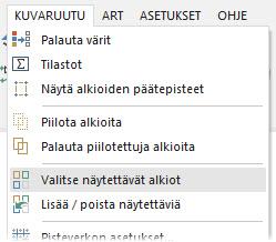 ALKIOIDEN PIILOTTAMINEN JA NÄYTTÄMINEN 75 7 Valitse Mastercamin päävalikosta Kuvaruutu, Valitse näytettävät alkiot.