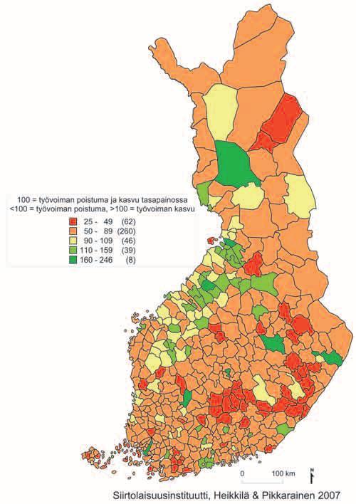 Potentiaalisen työvoiman kasvu (20 24-vuotiaat) verrattuna