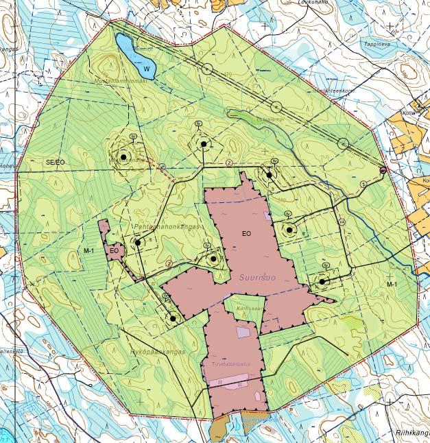 Tuulivoimapuistoon suunnitellaan enintään 8 tuulivoimalaitoksen rakentamista niin, että puiston yhteenlaskettu teho tulisi olemaan enintään 26,4 MW. Kuva 4.