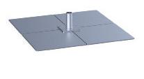 32 cm, max. 36 cm, galvanoitu, paino noin 30 kg. Kehikkoon mahtuu yksi kerros betonilaattoja 50 x 50 x 5 cm. 200906: - Metallijalan suoja ruostumatonta terästä 1.