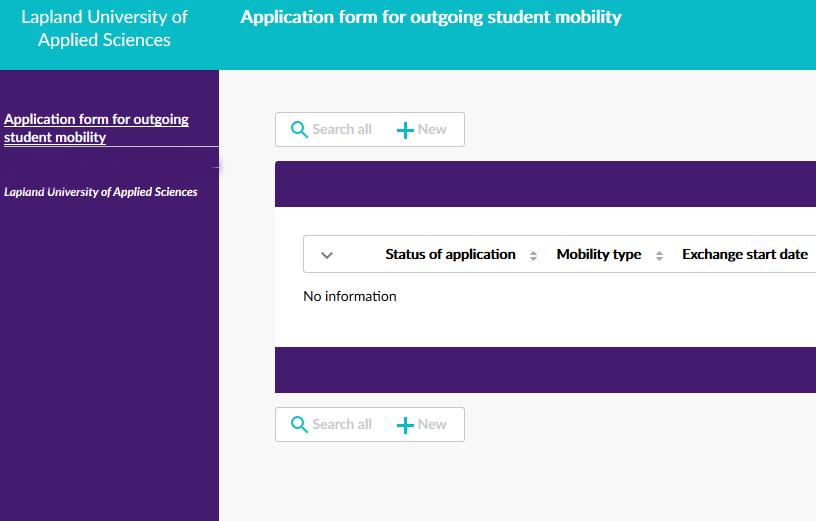 3 Valitse Application form for outgoing student mobility Klikkaa 4 Mobility type*