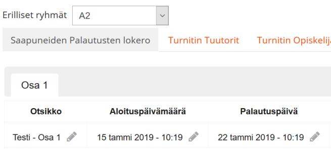 8 Käyttämällä tätä ryhmämoodia, voit suodattaa tehtävänäkymässä opiskelijat ryhmän mukaan.