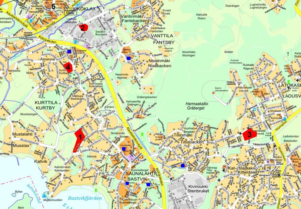 s. 8 / 9 Espoon kaupungin koulu- ja päiväkotiverkkosuunnitelma Kuva 11: Kurttilan ja Saunalahden alueen julkiset