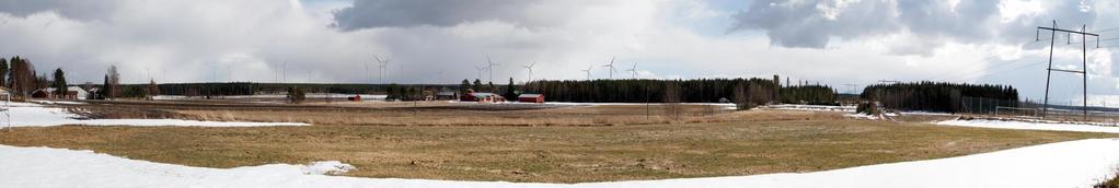 Havainnekuva Lakiakankaan tuulivoimaloiden näkymisestä Norrvikenin kuvauspaikalle. Etäisyys lähimpään voimalaa 3,2 k m. 10.5.