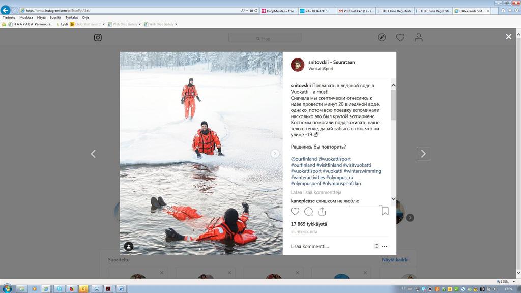 Mediajulkisuutta Venäläiset Instagram bloggarit Vuokatissa 02/2019