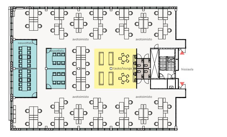 Toimisto 3.krs 653 m² Kolmannessa kerroksessa vapaana C talon suurin vapaa toimistotila.