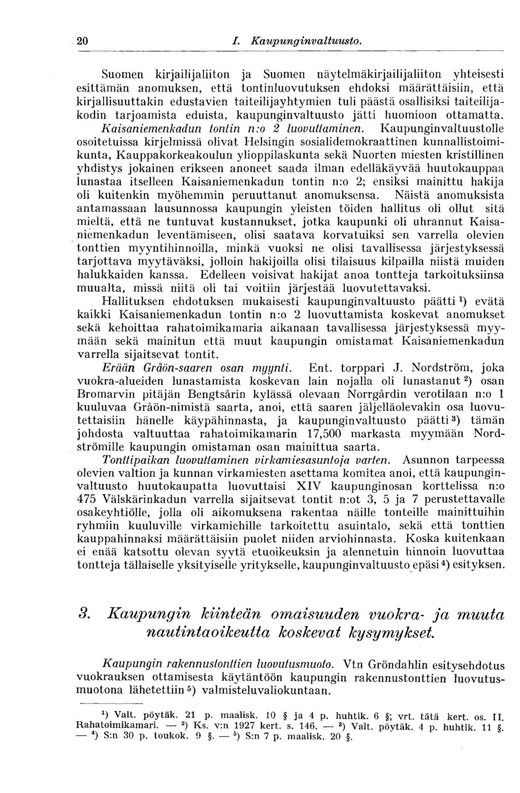 20 I. Kaupunginvaltuus to.