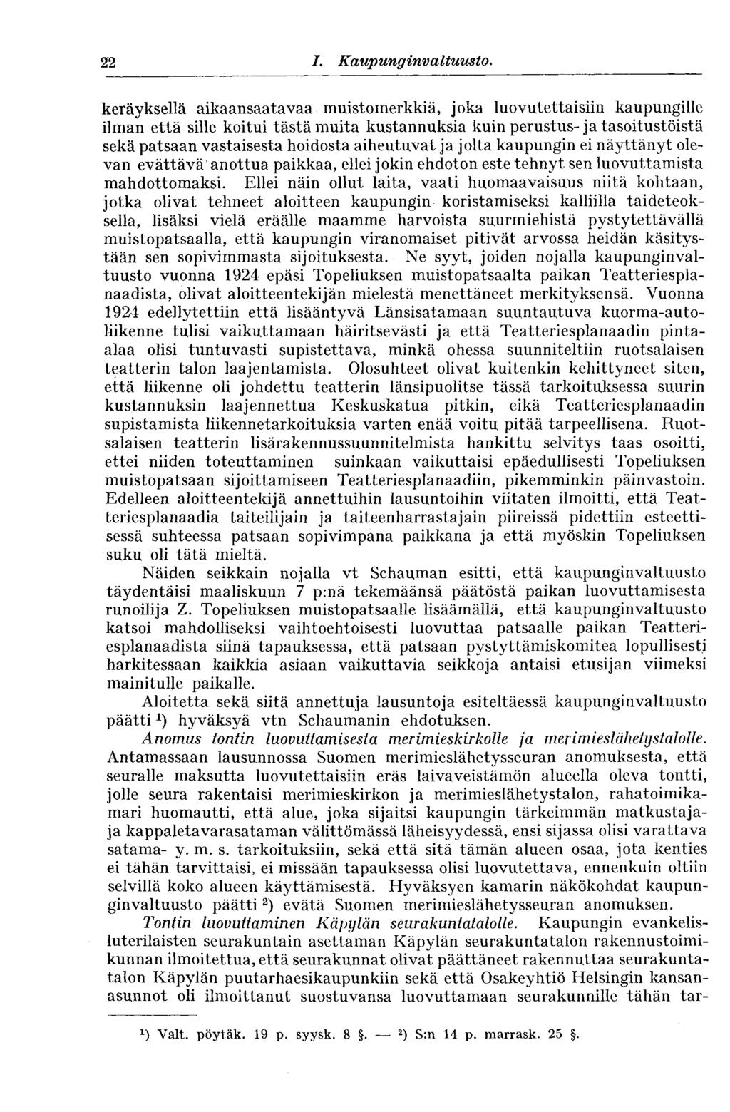22 I. Kaupunginvaltuus to.