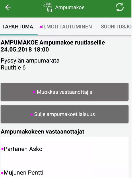 (vähintään 2) vastaanottajat