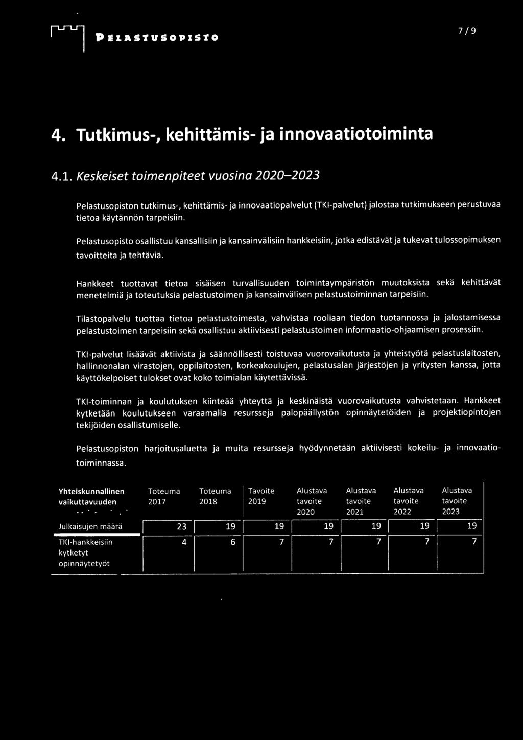 Pelastusopisto osallistuu kansallisiin ja kansainvälisiin hankkeisiin, jotka edistävät ja tukevat tulossopimuksen tavoitteita ja tehtäviä.