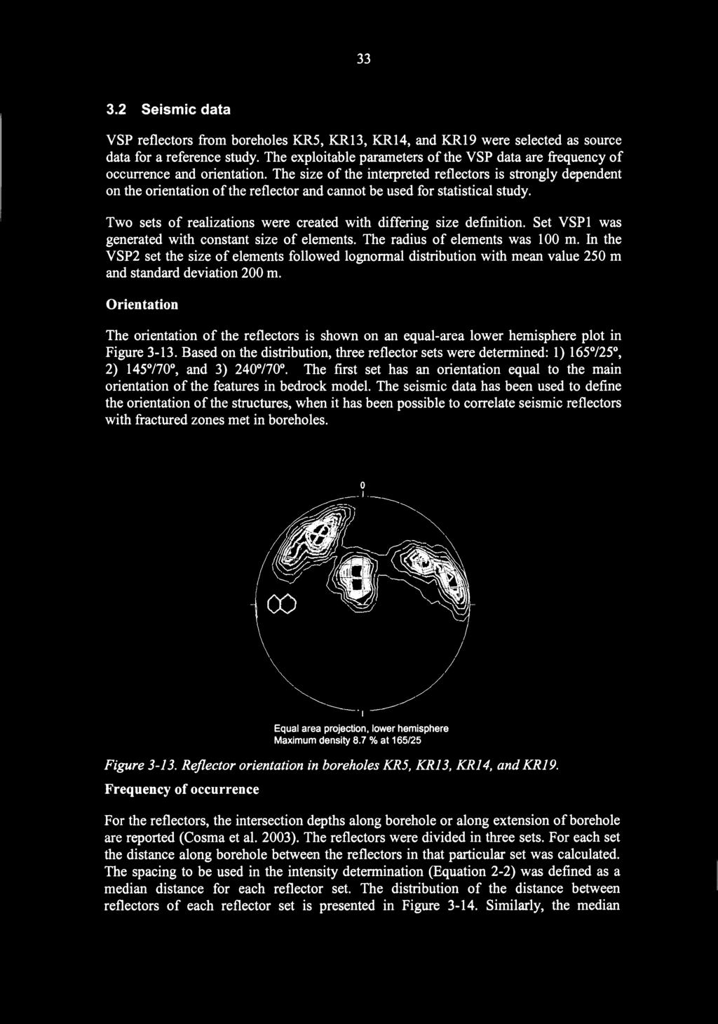 The size of the interpreted reflectors is strongly dependent on the orientation of the reflector and cannot be used for statistical study.