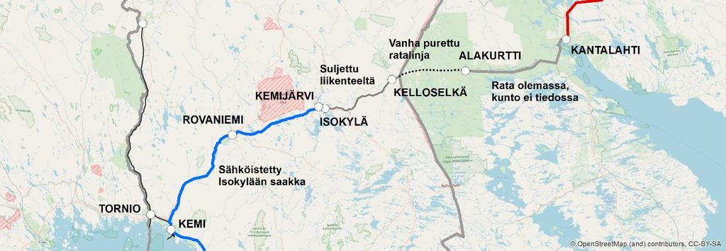 Jos Kemijärveltä rakennettaisiin ratayhteys Pietari Murmansk-radalle, Rovaniemi Kemijärvi-rataosuuden kapasiteetti saattaisi osoittautua ongelmaksi, koska 85 km pitkällä osuudella on vain yksi
