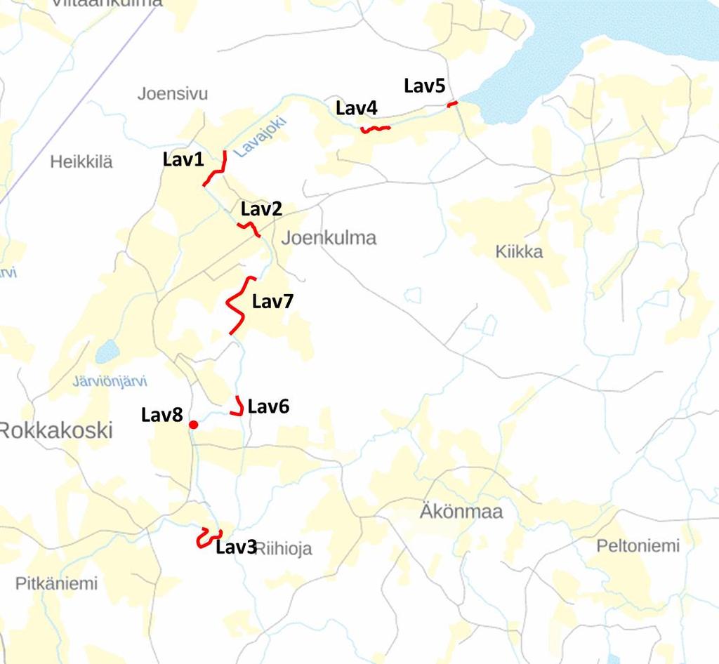 Lav 7 Lav 7 on lähes 700 metrin mittainen linja, joka osin kulkee kosteikkoalueiden läpi. Linjan alussa on maksimissaan kolmen metrin syvyinen joenmutka, joka tutkittiin paineilmalaittein.