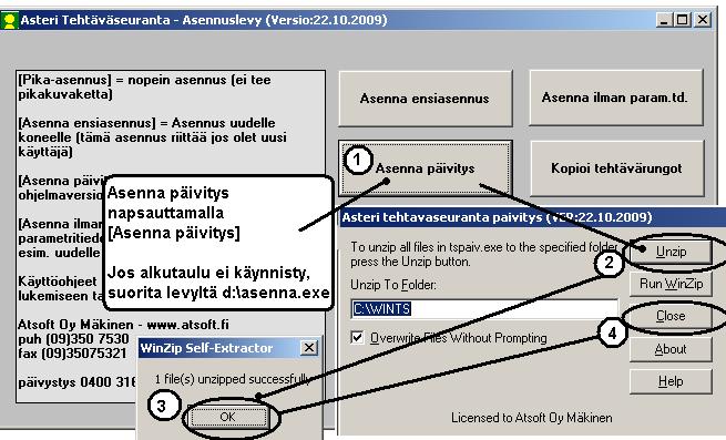 2. PÄIVITYKSEN ASENTAMINEN Suosittelemme päivityksen asentamista netistä, jotta saat aivan uusimman ohjelmaversion. Jos käytät cd:tä, laita cd asemaan ja sulje tehtäväseurantaohjelma.