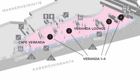 KÄYTÄNNÖN OHJEITA Lounas klo 12.00 13.00 (omakustanteinen) Jos olet ostanut etukäteen lounaslipukkeen, voit siirtyä suoraan lounasbuffeeseen tilaan Veranda 1. Lipuke tarkistetaan ovella.