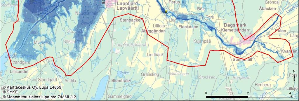 1/1 000a YHTEENSÄ 0 2 2 3 3 Lapväärtintien varrella sijaitseva polttonesteiden jakeluasema on vaarassa kastua 1/250a tulvalla.