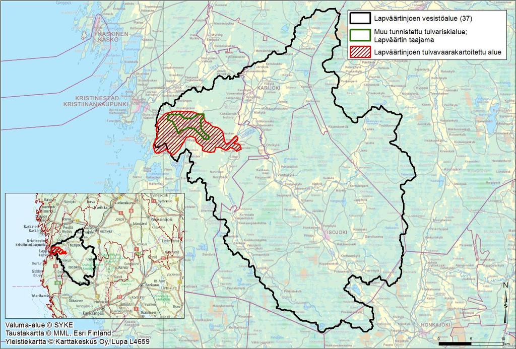 1. Johdanto Lapväärtinjoen vesistöalue sijaitsee pääosin Etelä- Pohjanmaan ja Pohjanmaan maakunnissa (kuva 1).