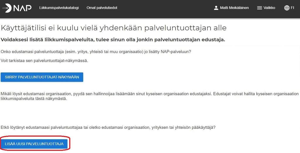 S i v u 1 OHJE: Taksiliikenteen tallentaminen NAP-palveluun 1. Siirry sivulle www.finap.fi ja rekisteröidy palveluun.