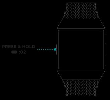 Pikavalinnat Fitbit Pay -toimintoa, musikin säätöä ja ilmoituksia varten Paina ja pidä alaspainettuna Ionicin