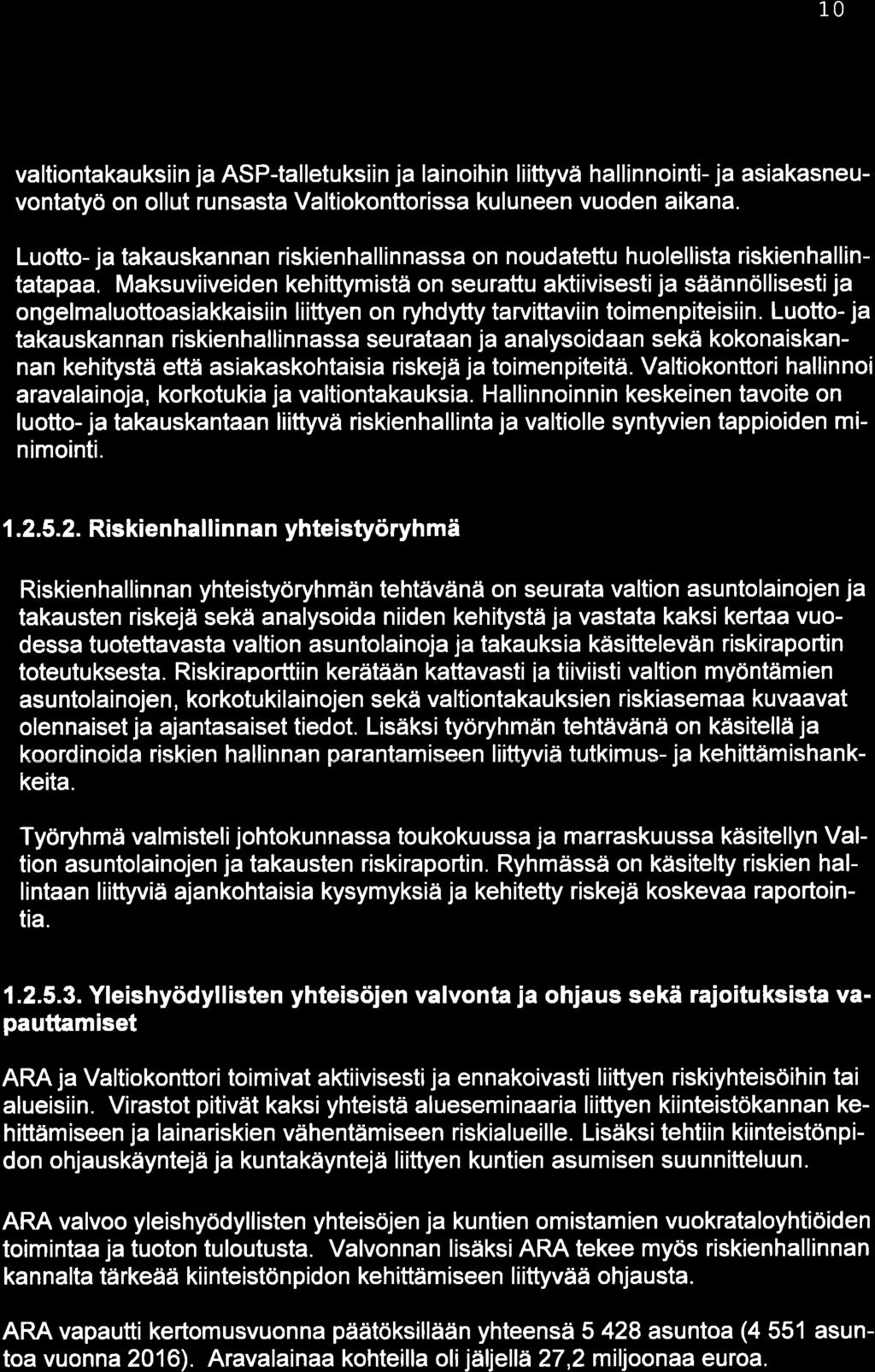 1 valtiontakauksiin ja ASP-talletuksiin ja lainoihin liittyvä hallinnointi- ja asiakasneuvontatyö on ollut runsasta Valtiokonttorissa kuluneen vuoden aikana.