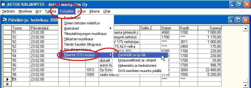 Asteri Kirjanpito KÄYTTÖOHJEET 161/260 14.5.1.2 Yleistä Voit valita, minkä kuukauden tapahtumia tuodaan.