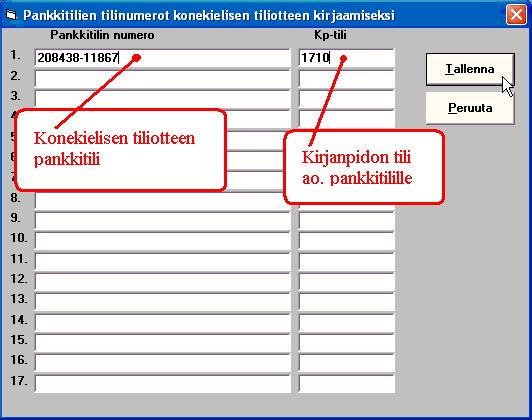 162/260 KÄYTTÖOHJEET Asteri Kirjanpito Dos-merkkien muunto päällä/pois: muunnetaanko Dos-ääkköset (åäöåäö). Vaihda asetusta, jos ääkköset eivät tule oikein.