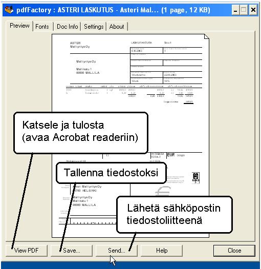 Asteri Kirjanpito KÄYTTÖOHJEET 199/260 Ohjelman täysin toimivan (vain mainostekstin pdf-sivun alalaitaan lisäävä) koeversio on maksutta ladattavissa ohjelman tekijän Fineprintin sivuilta (www.