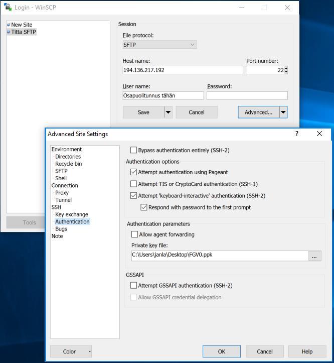 5 (7) Sama WinSCP:ssä: Jos lähetetään useampien eri yhtiöiden tiedostoja samalla kertaa tulee huomioida, että jokainen tiedosto tulee kuitenkin lähettää kirjautuneena aina ko.