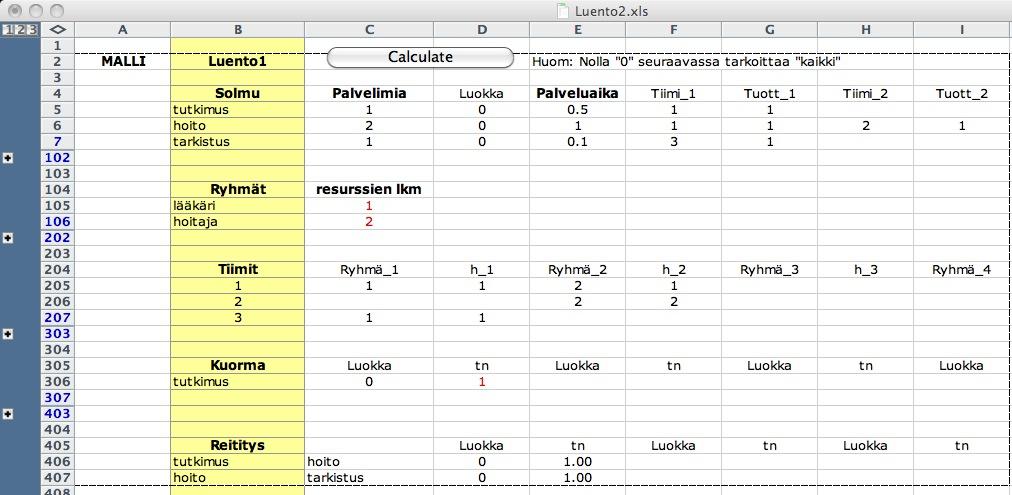 Excel-mallin muodostaminen Luentoesimerkin Excel-(edosto: tuojaa teks(kuvaukset input.txt (seur.