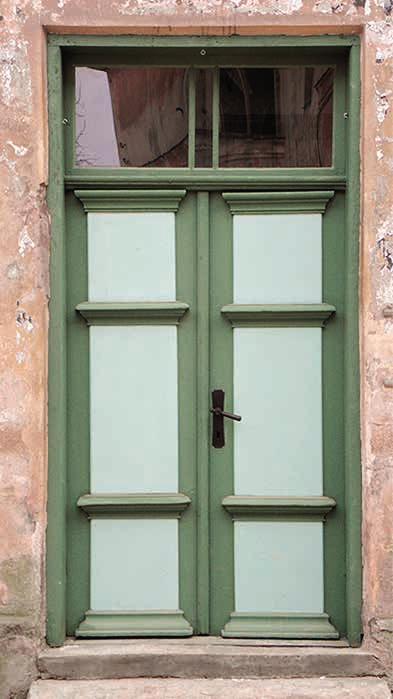 Restored doors in Old Town of Kuldiga in 12 1905 Street, 32 Baznīcas Street, 13 Kalna Street, 16 Jelgavas Street.