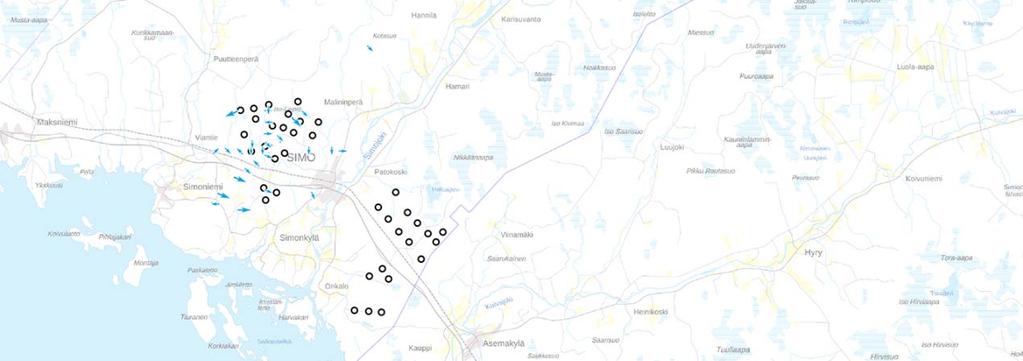 Simo Ii tuulivoimapuistot 33 (58) reilu puolet ja Myllykankaalla vajaa kolmannes kaikista varpushaukoista muutti tuulivoimapuistojen kautta (liite 2).