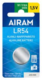 *4891199000065* 10 AIRAM ALKALINE AIRAM ALKALINE AIRAM ALKALINE LR43/186 1,5V 1/BL LR44 1,5V 1/BL LR54/189 1,5V