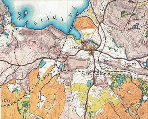 LIIKENNEPOLITIIKKA TRENDIT LAINSÄÄDÄNTÖ // Lahti 1875 Senaatin kartan mukaan Pietarin radan valmistuttua. Eipä ihme, että keskustan rakentaminen tulee kalliiksi tuollaiseen maastoon.