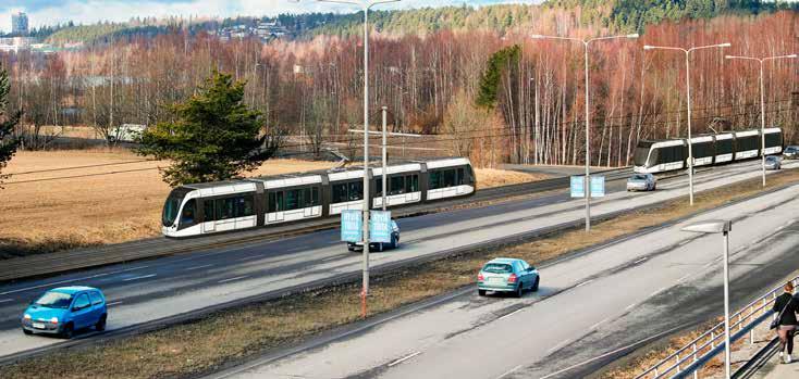 // RAITIOTIE SÄHKÖTIE PÄÄLLYSTEET Raitiovaunu Hervannan valtaväylällä ratikkaverkon ensimmäisessä vaiheessa. Havainnekuva: Tampereen kaupunki/ramboll Finland Oy jon suunnittelua ja selvityksiä.