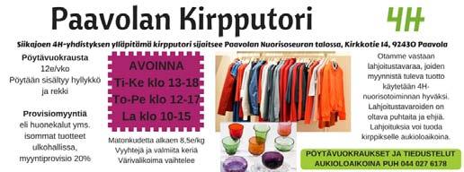 SIIKAJOEN 4H-YHDISTYS Siikajoen 4H-yhdistys, Ruukinkuja 2, 92400 Ruukki. puh. 040 527 9295 siikajoki@4h.