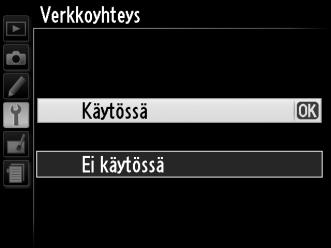 Valikko-opas Tässä kappaleessa kuvataan Verkko sisältö. Valitse laitteisto B asetusvalikko Verkko Valitse mitä laitetta käytetään verkkoon yhdistämiseksi: Ethernet, WT-5 vai WT-4 (02).