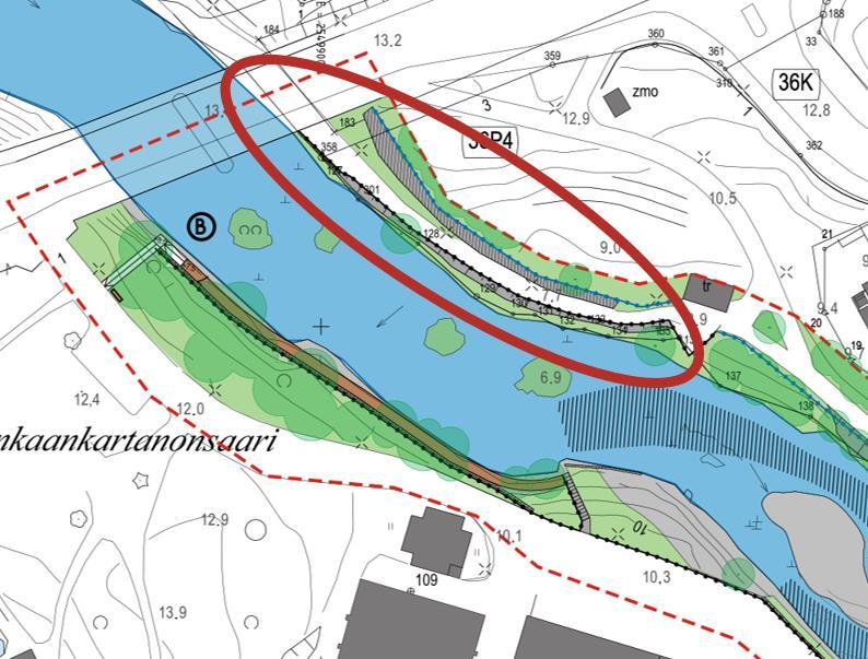 kea määrittää tarkasti. Arvion pohjana on käytetty virtaamatilannetta HSY:n varavedenottorakenteen kohdalla. Näihin tietoihin perustien reitti tulvii nykyisin vuosittain 33% todennäköisyydellä.