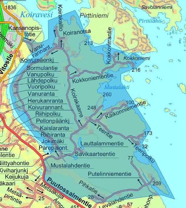 68 Kuva 24. Vanuvuoren itäpuoli (Kuopion karttapalvelu 2018) Geoenergiapotentiaalin osalta maanpeitteen paksuuden vaihteluväliksi on oletettu 0-10metriä, kaivon keskisyvyydeksi 200 metriä.