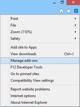 Avaa Internet Explorer ja valitse Työkalut (Tools) > Lisäosien hallinta (Manage add-ons). 2.