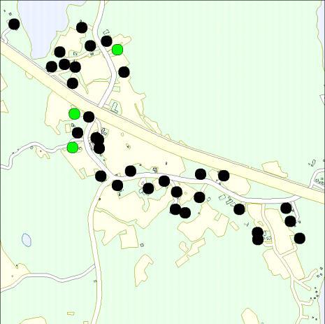 ): 1,5 3,5 km Kauppa: 1,0 2,5 km Analyysi kaavamerkinnän ohjeeksi Asuinrakennustiheys on 0,66