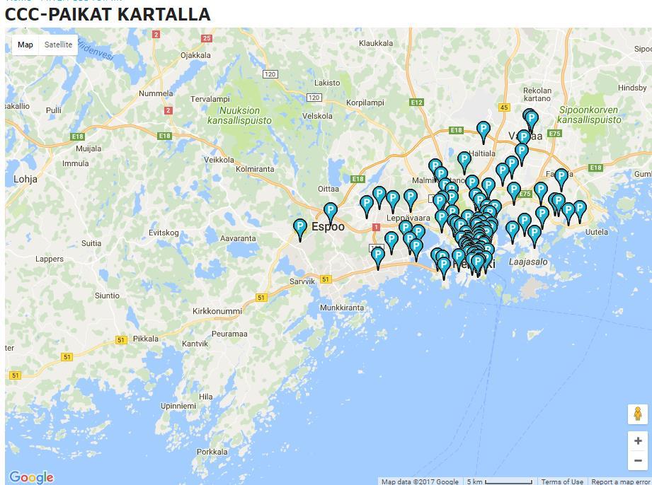 City Car Club auto aina lähellä City Car Clubin autojen varaaminen ja käyttö on todella joustavaa ja helppoa. Nouto- ja palautuspisteitä on pääkaupunkiseudulla n.