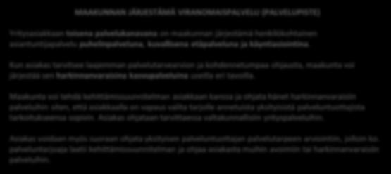 Maakunta voi tehdä kehittämissuunnitelman asiakkaan kanssa ja ohjata hänet harkinnanvaraisiin palveluihin siten, että asiakkaalla on vapaus valita tarjolle annetuista yksityisistä palveluntuottajista