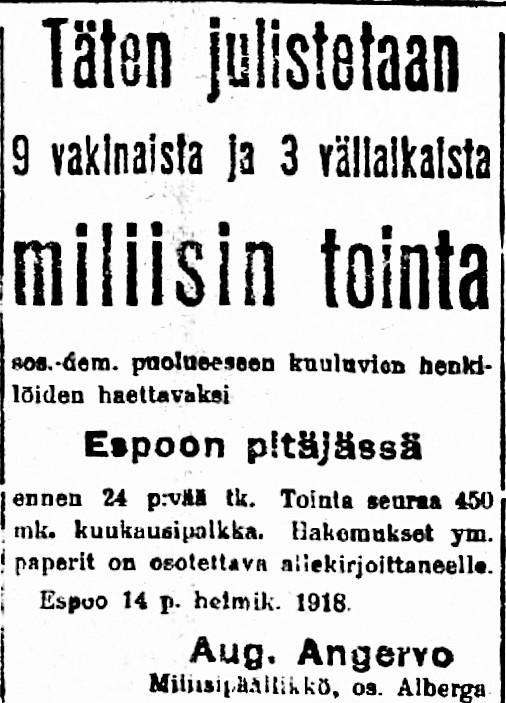 Punainen Espoo Kunnallinen päätöksenteko perustui varallisuuteen Käytännössä 90% väestä oli kokonaan sen ulkopuolella Työväenjärjestöt