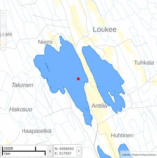 Loukeinen Loukeinen on 137 ha:n kokoinen vesistö, rantaviivaa 8,6 km, luotaamaton Näytteenottopaikka Loukeinen 066, syvyys n.